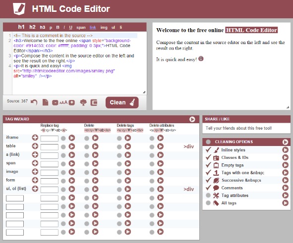 Online html editor with css